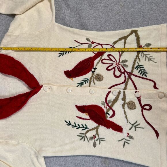 JTwo Women's Shawl Collar Knit Cardigan Sweater Size Small Cream Red Holiday - Picture 9 of 11
